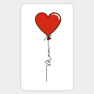 Mum - Mothers Day Heart Balloon in Red - Commonwealth Spelling of Mum Magnet